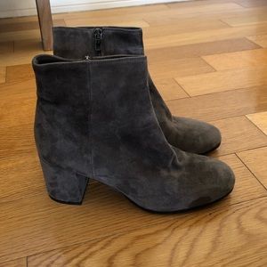 Vince Gray Leather Suede Booties Boots Block Heels